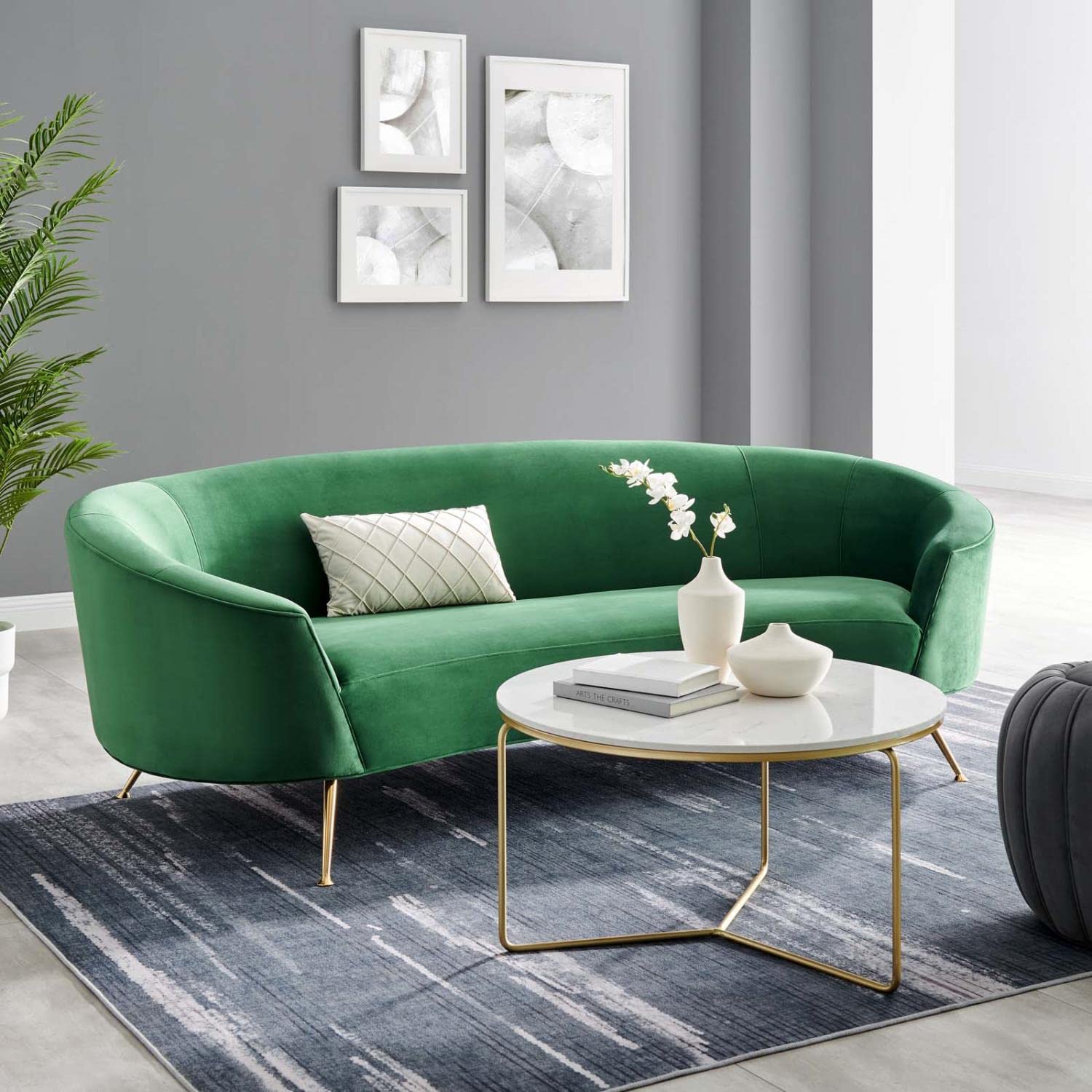 Modway Marchesa Upholstered Velvet Sofa With Emerald Finish Eei-5015-Eme