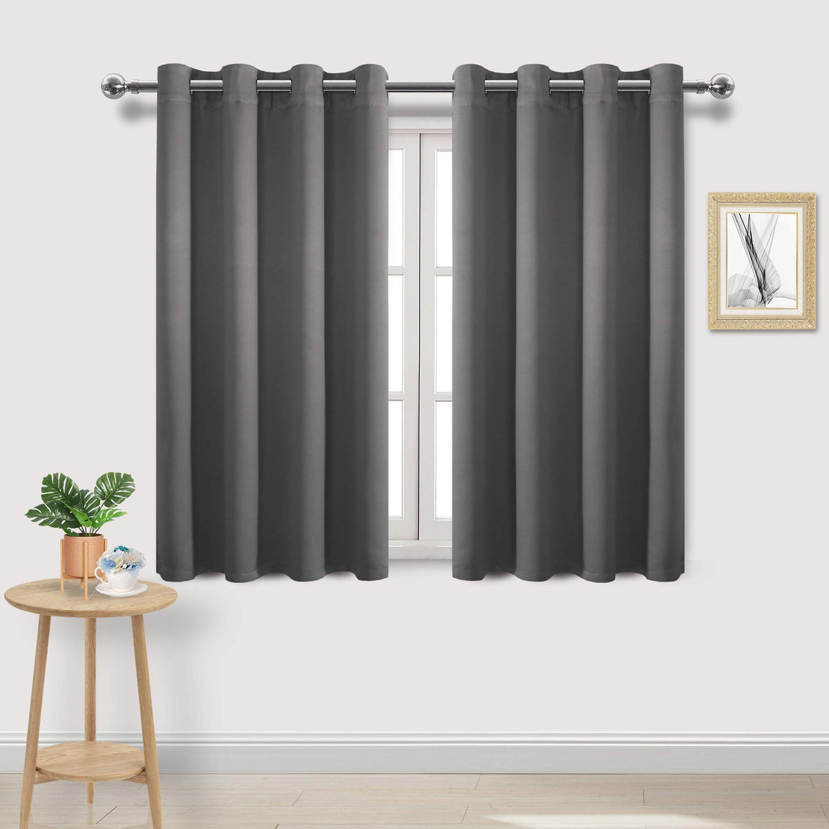 Dwcn Dark Grey Curtains 54 Inches Long, Thermal Blackout Curtains For Bedroom, Room Darkening Curtains For Living Room - W52 X L
