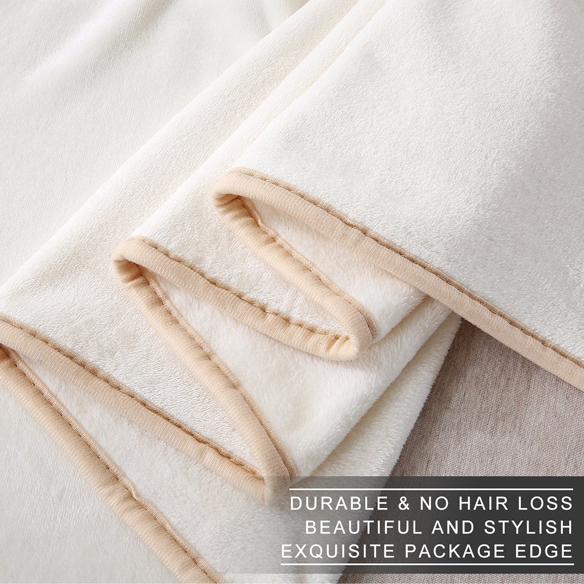 Polar Fleece Blankets King Size For The Bed Extra Soft Brush Fabric Super Warm Sofa Blanket 90' X 108'(Ivory King)