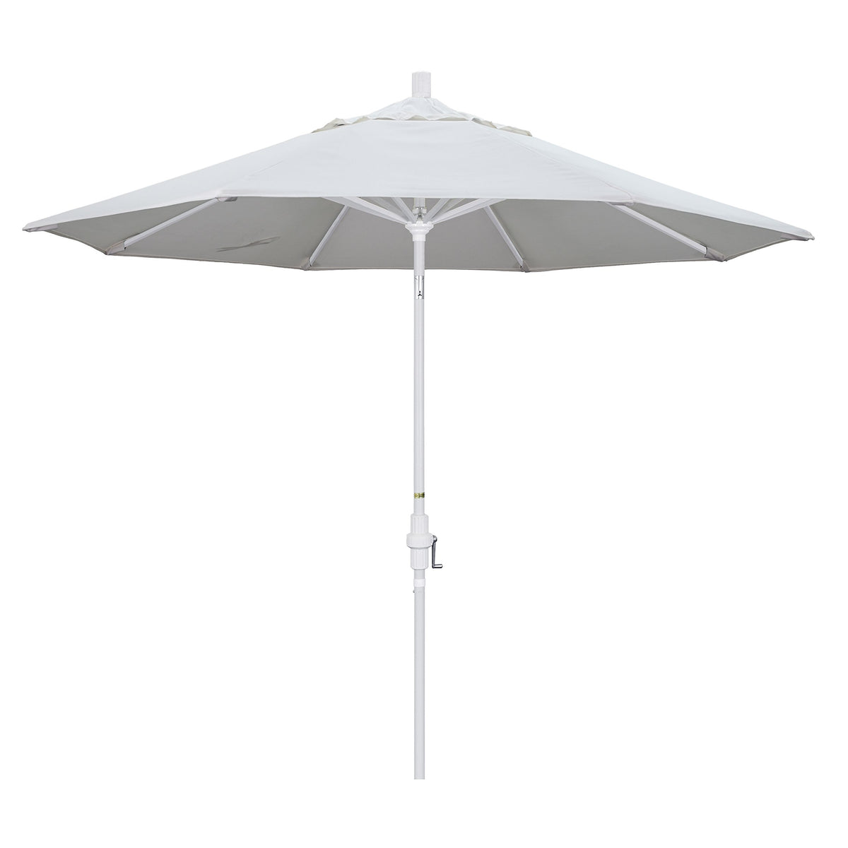California Umbrella Gscu908170-5404 9' Round Aluminum Market, Crank Lift, Collar Tilt, White Pole, Sunbrella Natural Patio Umbre