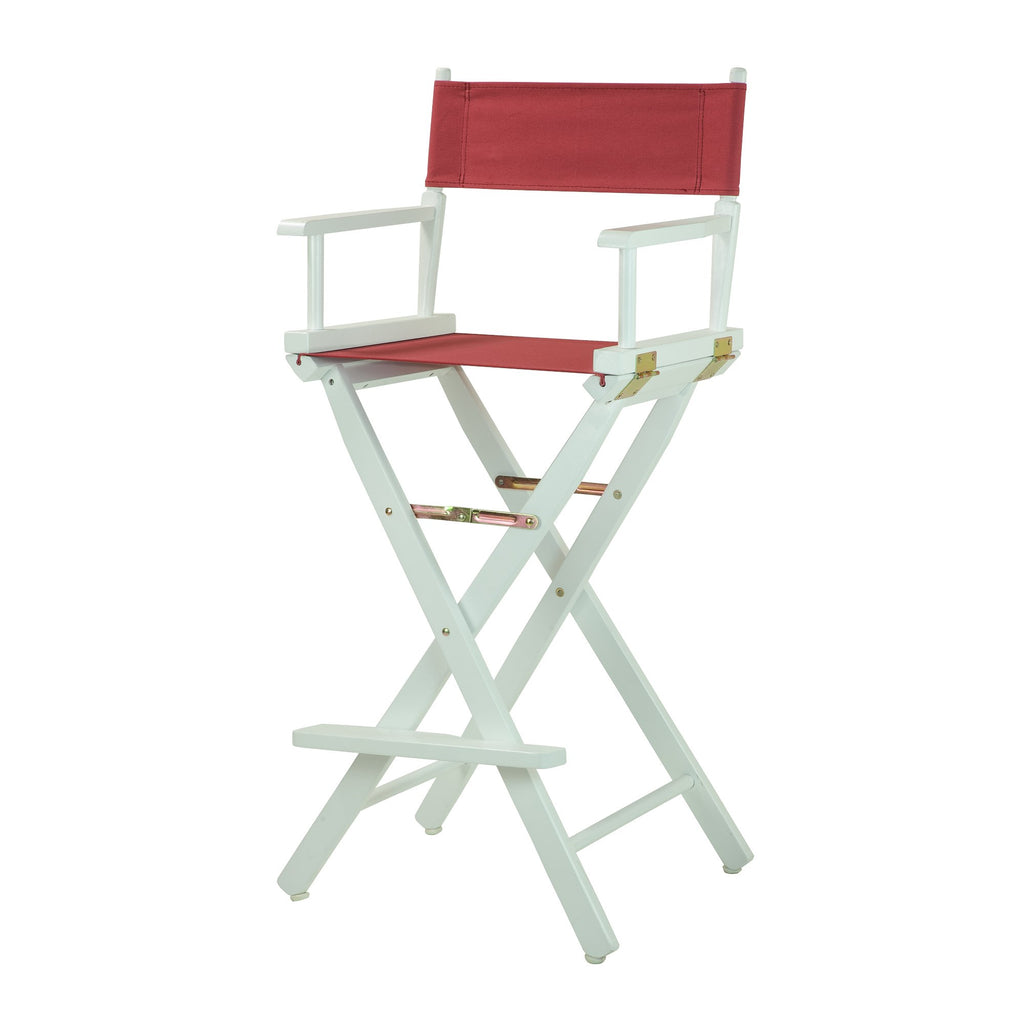 Casual Home Director'S Chair ,White Frame/Burgundy Canvas,30" - Bar Height