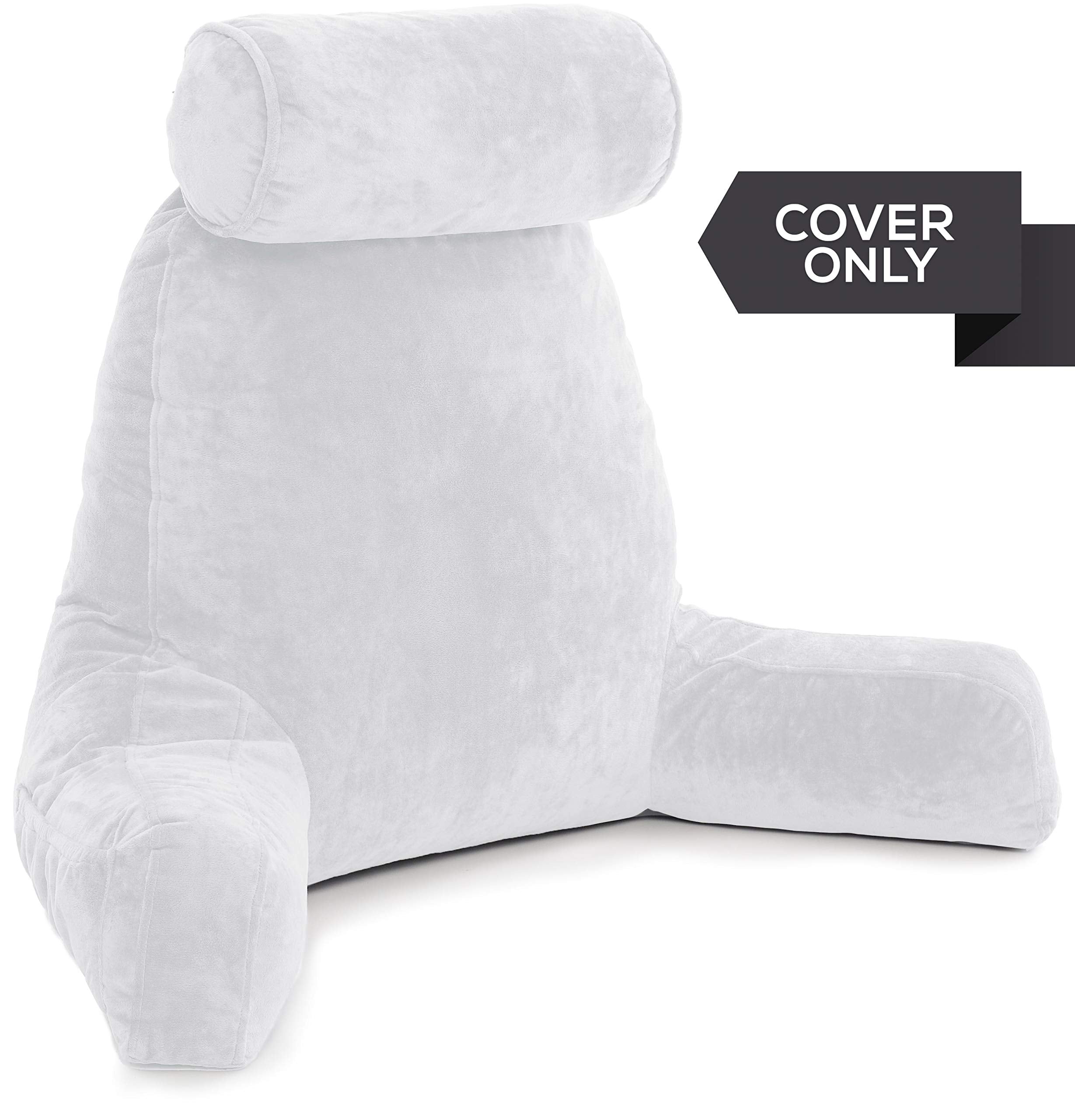 Husband Pillow Xxl Cover Only White, Cozy Microfiber Bed Rest Pillow Cover With Arms - Array Of Colors - Generous Side And Back