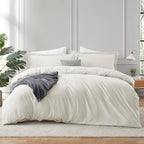 Hearth & Harbor Off White Duvet Cover King Size - 3 Piece King Duvet Cover Set, Soft Double Brushed King Duvet Covers with Butto