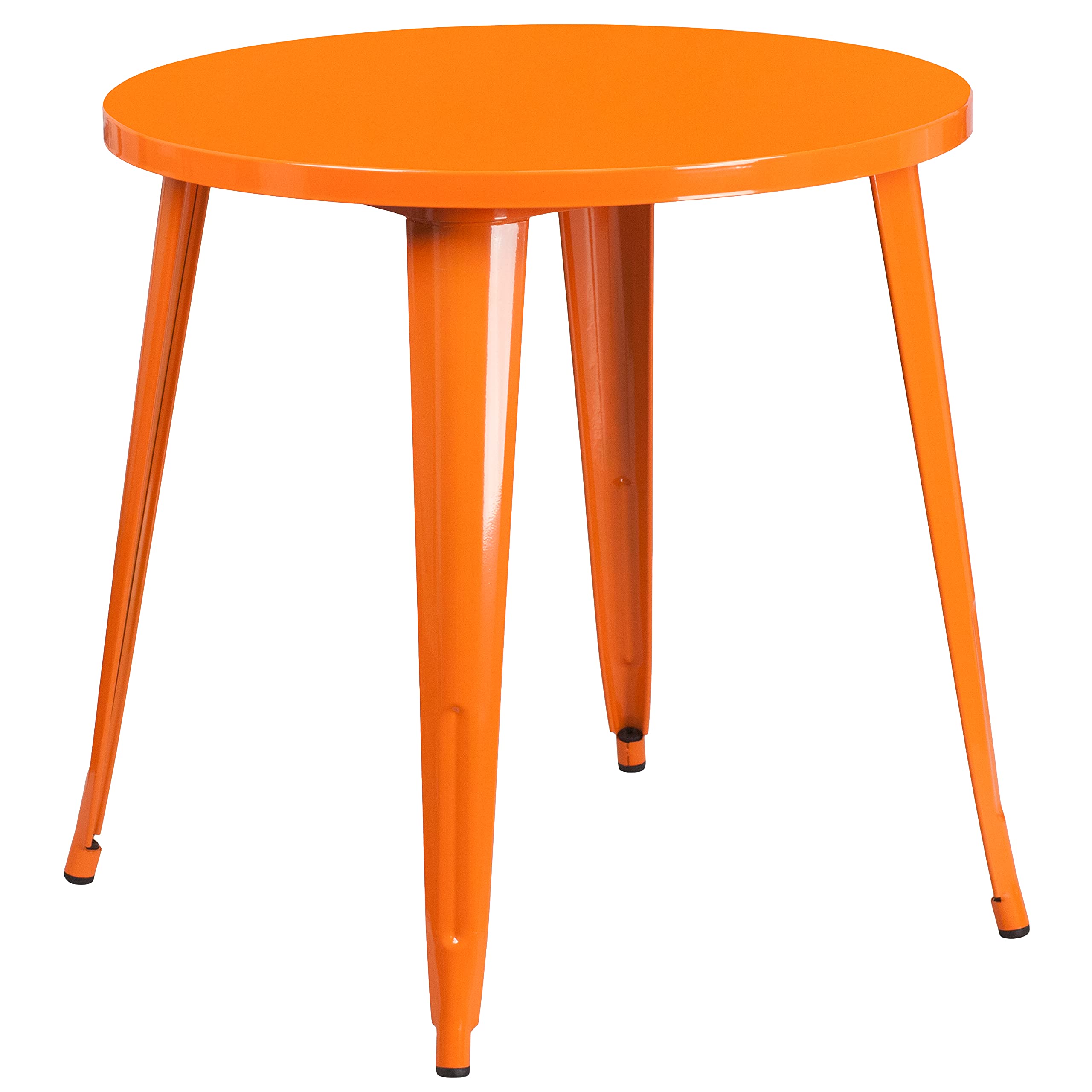 Flash Furniture Conrad Commercial Grade 30" Round Orange Metal Indoor-Outdoor Table Set with 2 Arm Chairs