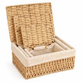 Rattanzenith 1PC Woven Storage Basket with Lid for ShelfKhaki Medium