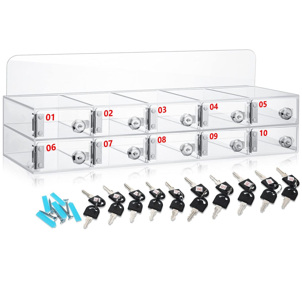 Threan Cell Phone Locker Box Clear Cell Phone Storage Acrylic Cell Phone Lock Box With Door Locks And Keys Wall Mounted Cell Pho