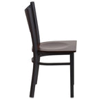 Flash Furniture Hercules Series Black Coffee Back Metal Restaurant Chair - Walnut Wood Seat