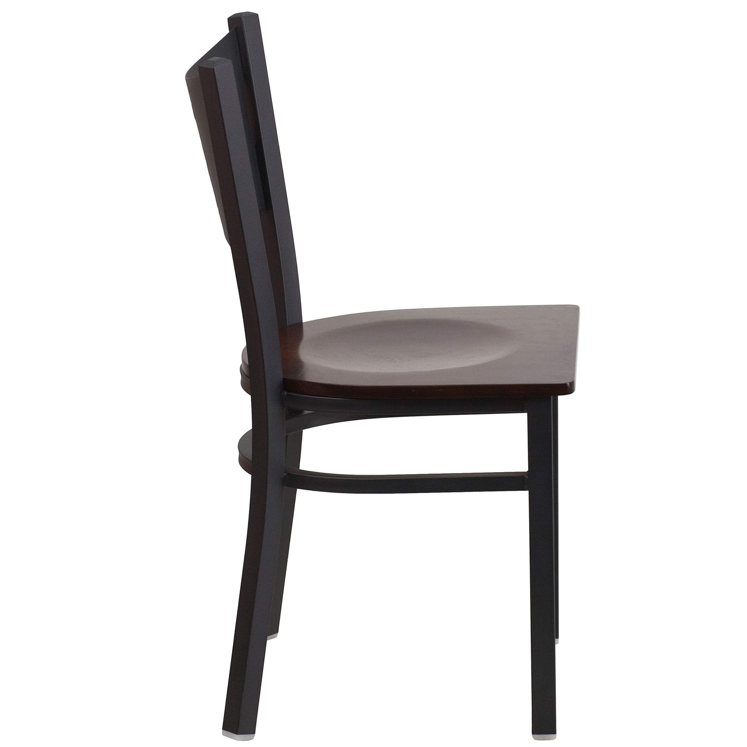 Flash Furniture Hercules Series Black Coffee Back Metal Restaurant Chair - Walnut Wood Seat