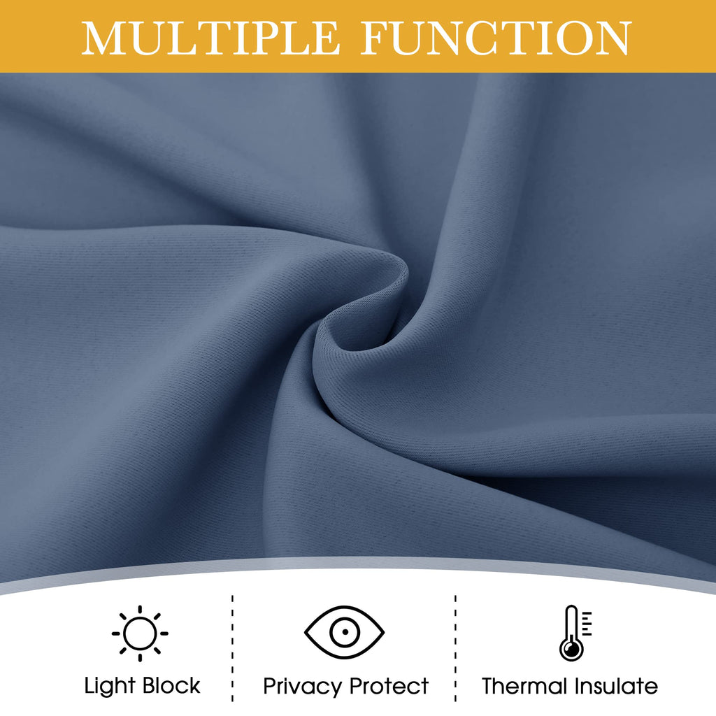Ryb Home Blue Blackout Curtains For Living Room, Heavy Duty Curtains Drapes Room Darkening Privcay Window Treatment For Bedroom