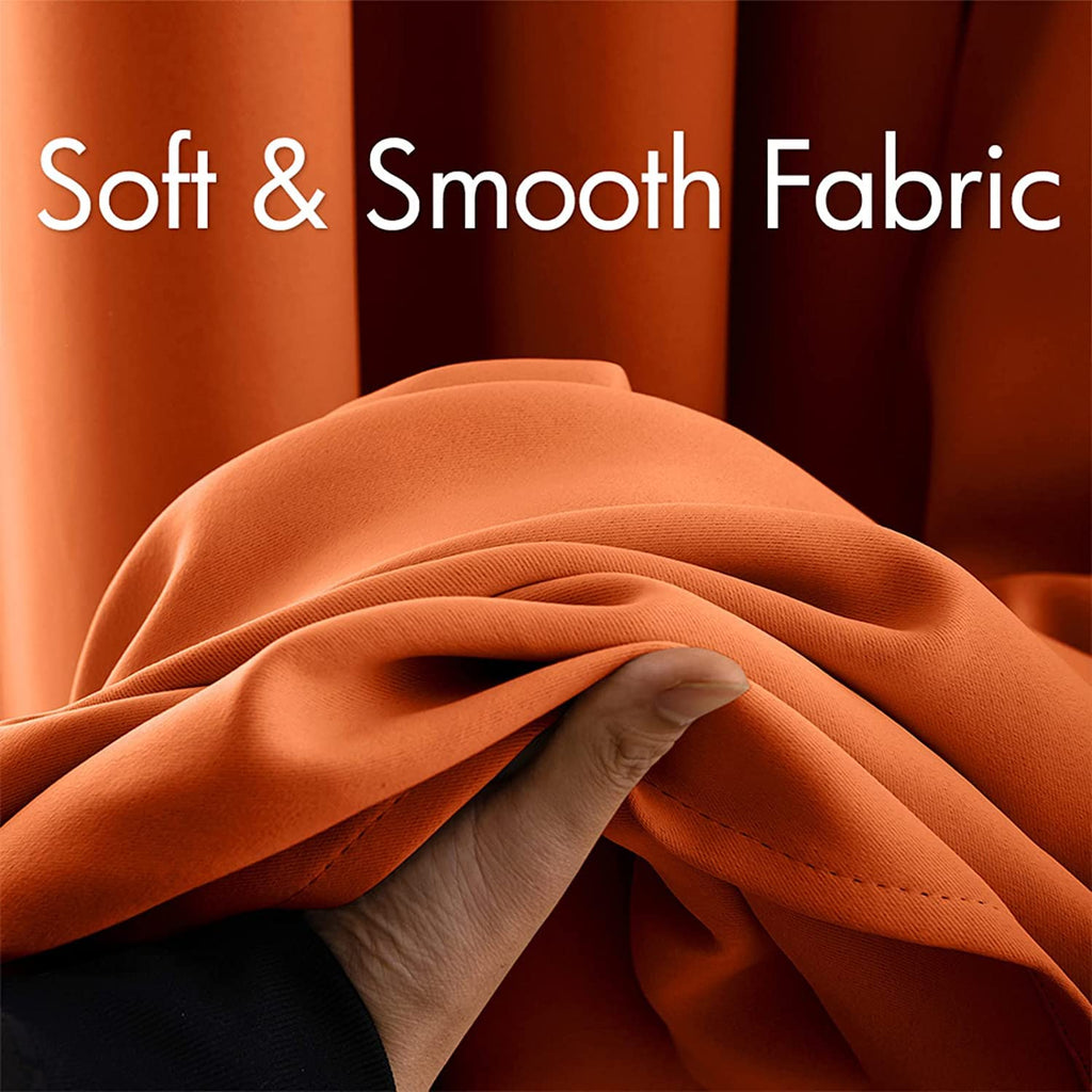 Miulee Blackout Curtains For Fall Bedroom Living Room Thermal Insulated Room Darkening Grommet Top Solid Light Blocking Drapery Set Of 2 Window Panels 52 X 90 Inches Orange