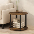 Furinno Turn-N-Tube Simple Design 2-Tier Round Wooden Side End Table, Amber Pine
