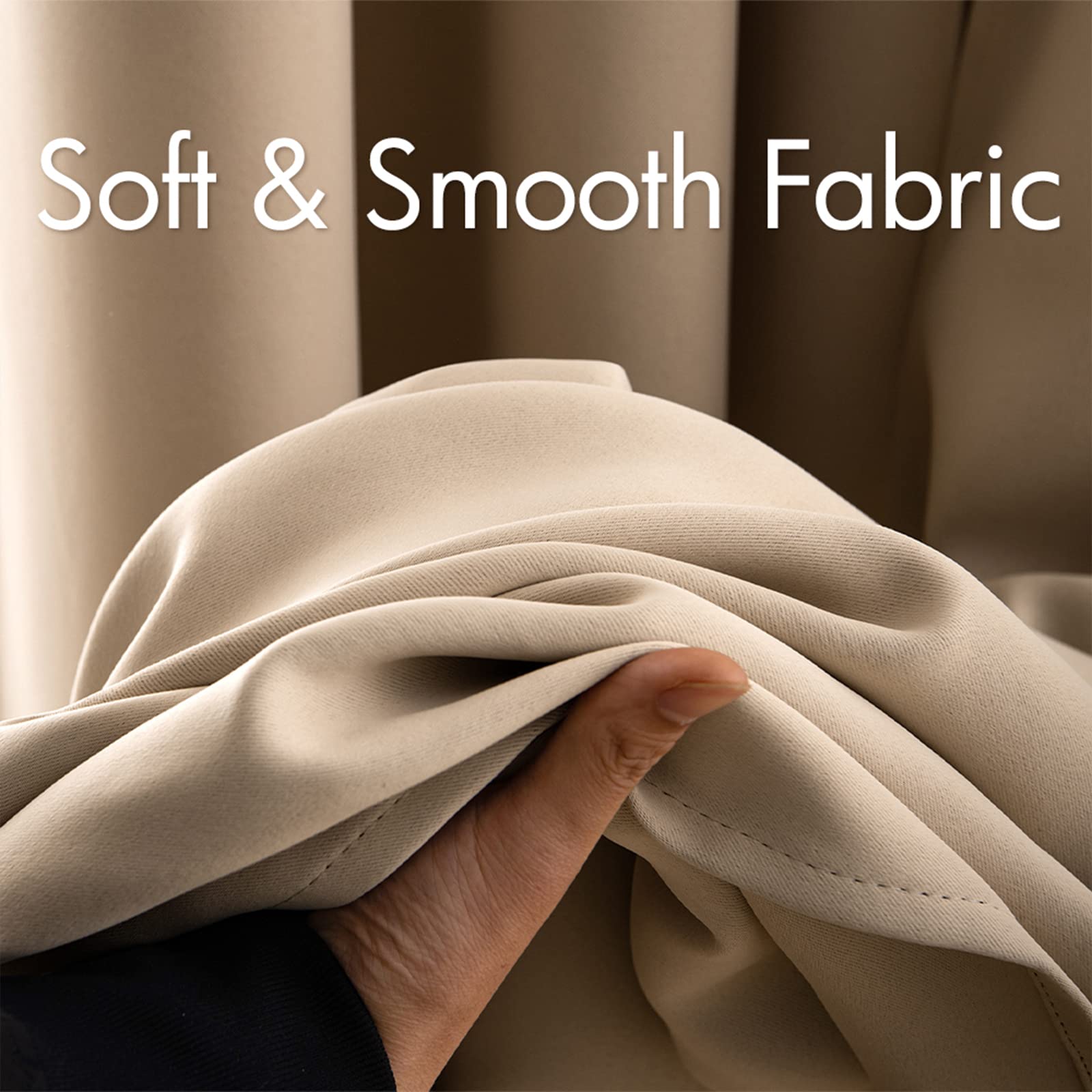 Miulee Blackout Curtains For Bedroom Living Room Thermal Insulated Room Darkening Grommet Top Solid Light Blocking Drapery Set Of 2 Window Panels 52 X 102 Inches Beige