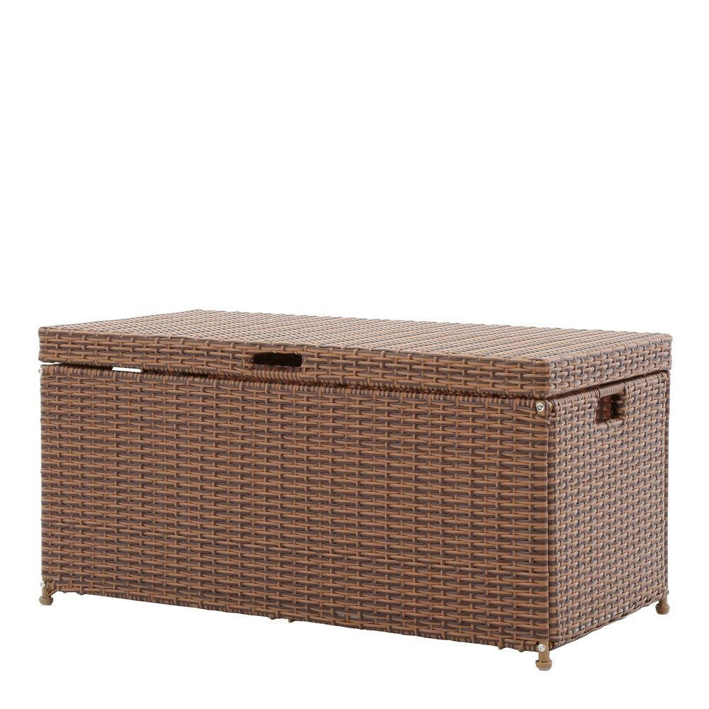 Jeco Wicker Patio Storage Deck Box In Honey