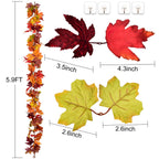 Dearhouse 2 Pack Fall Garland Maple Leaf, 5.9Ft/Piece Hanging Vine Garland Artificial Autumn Foliage Garland Thanksgiving Decor