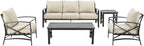 Crosley Furniture Kaplan 5-Piece Outdoor Sofa Patio Furniture Set, Conversation Sets For Porch, Deck, Oiled Bronze With Oatmeal Cushions