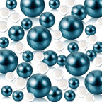 Navy Blue Floating Pearls | 150PCS Navy Blue Pearls Bead for Centerpieces Vases, Navy Blue No Hole Beads | 8/14/20 mm Floating B