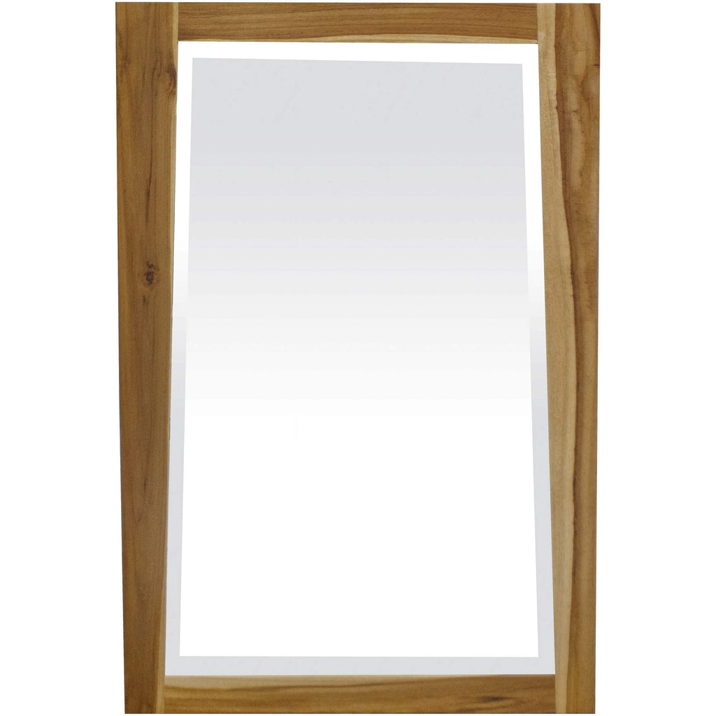 HomeRoots Natural Brown Solid Teak Wall Mirror in Natural Finish