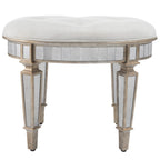 HomeRoots Silver Birch Wood Solids; MDF, Glass Modern Mirrored Vanity Stool
