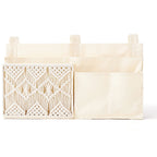 Mkono Bedside Caddy Hanging Organizer, Bunk Woven 7 Pockets Bed Storage Bag Boho Remote Magazine Books Holder with Macrame for L