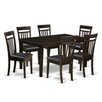 East West Furniture CAP7S-CAP-LC 7 Piece Modern Dining Table Set Consist of a Rectangle Wooden Table and 6 Faux Leather Dining Room Chairs, 36x60 Inch, Cappuccino