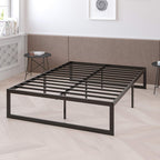 Flash Furniture Louis 14 Inch Metal Platform Bed Frame with 12 Inch Pocket Spring Mattress in a Box (No Box Spring Required) - Twin