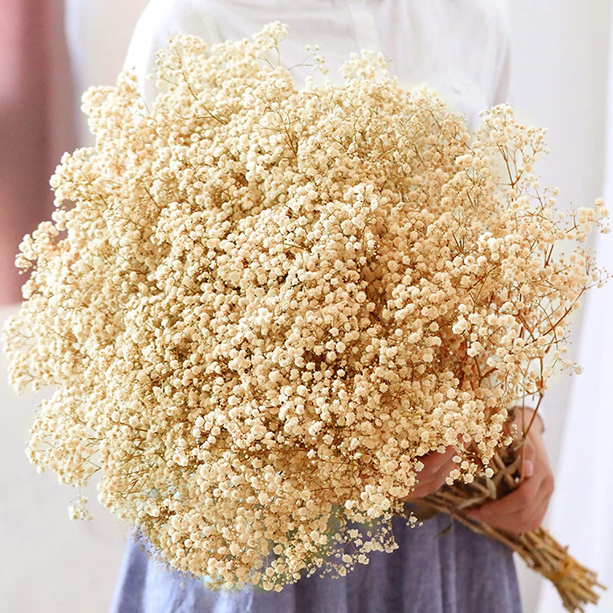 6000+ Dried-Babys-Breath-Flowers-Bouquet-17 inch Ivory White Flowers, Natural Gypsophila Branches for Wedding, DIY Home Party De