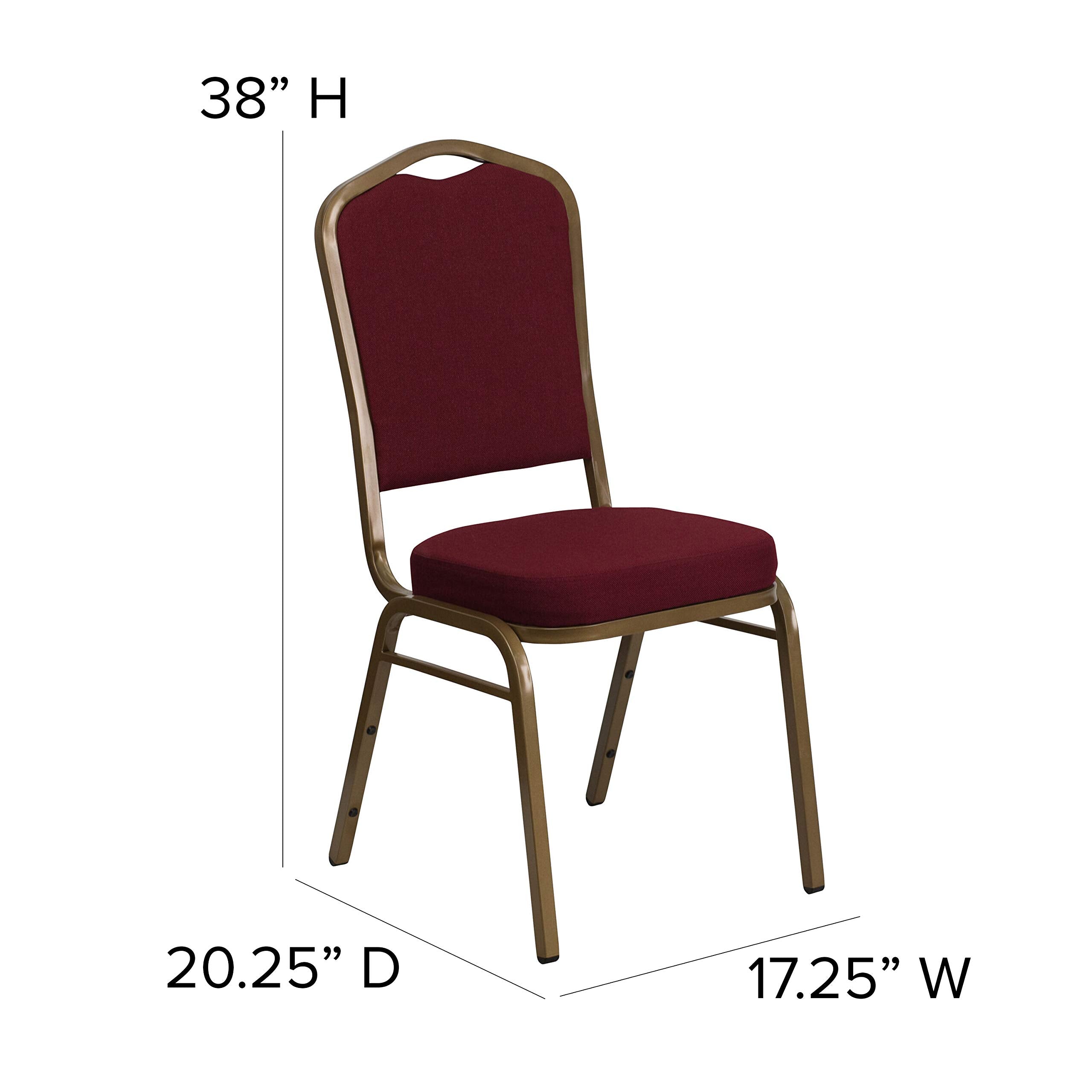 Flash Furniture HERCULES Series Crown Back Stacking Banquet Chair in Burgundy Fabric - Gold Frame
