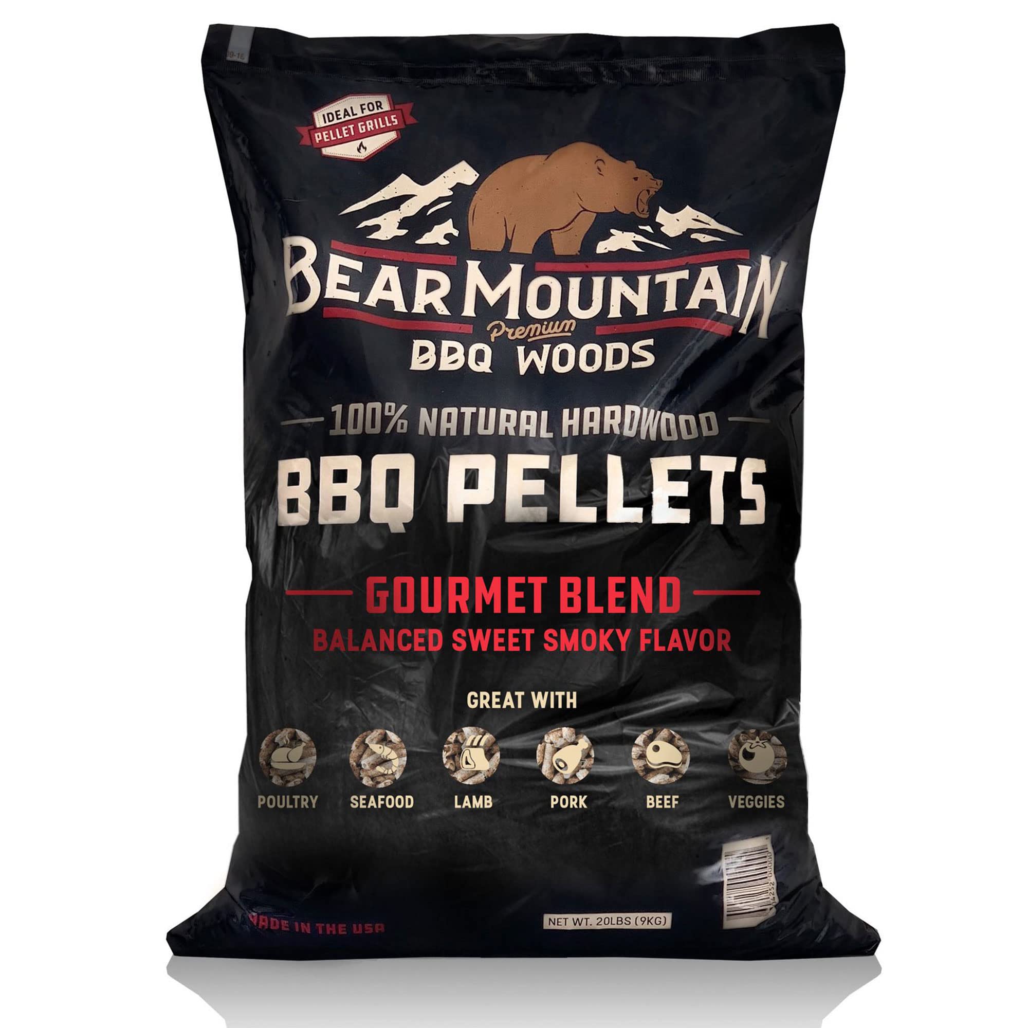 Bear Mountain Premium Bbq Woods Fb99 All-Natural Hardwood Smoky Gourmet Blend Bbq Smoker Pellets For Outdoor Grilling, 40 Lbs