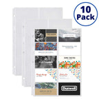 Dunwell Business Card Holder Sleeves - (10 Pack), For 200 Cards, Heavyweight Plastic Business Card Protector Sheet, Each 3-Hole