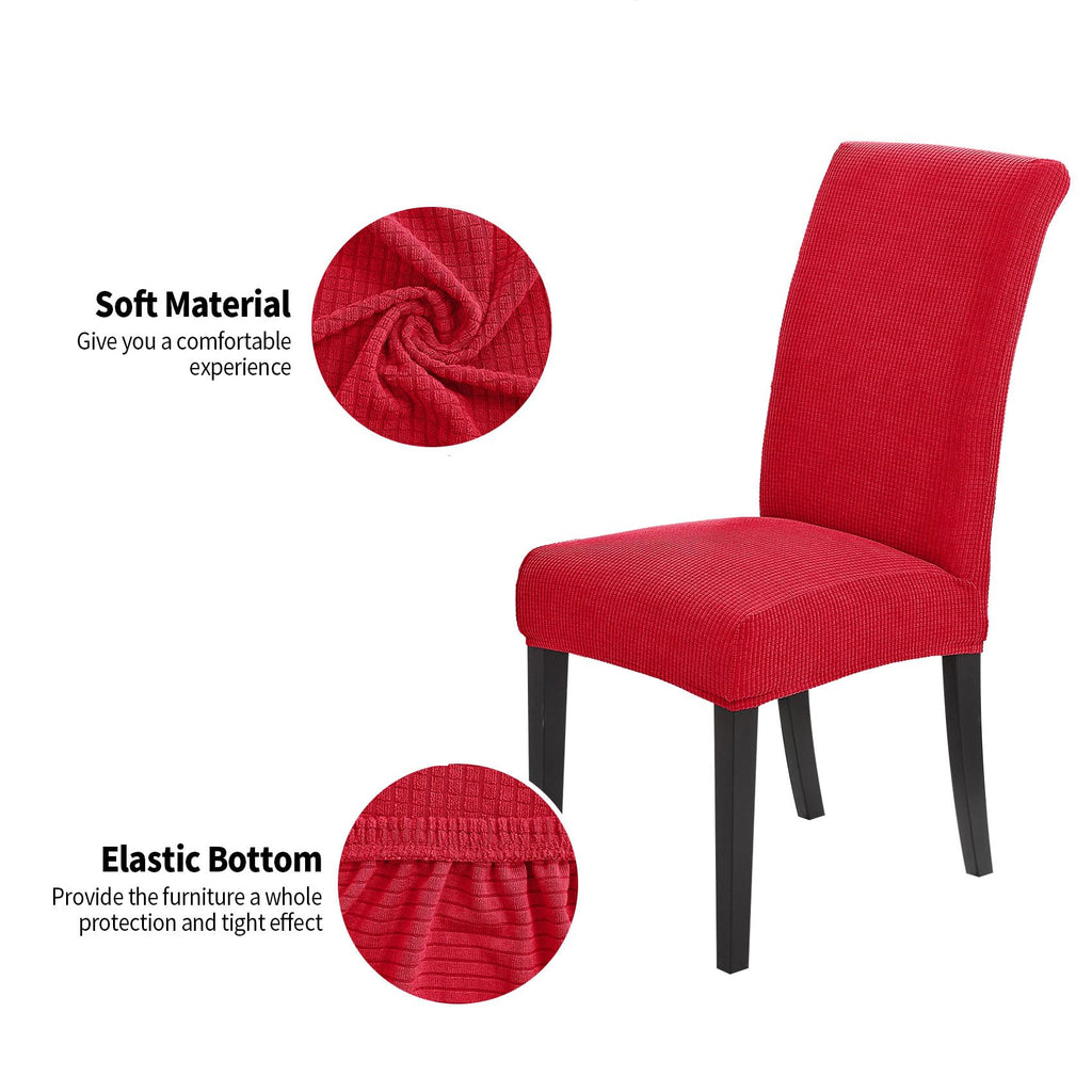 Joccun Chair Covers For Dining Room Set Of 6,Water Repellent Dining Chair Slipcovers Stretch Dining Room Chair Covers Seat Protector,Washable Parsons Chair Cover For Home,Hotel,Banquet(Ruby,6 Pack)