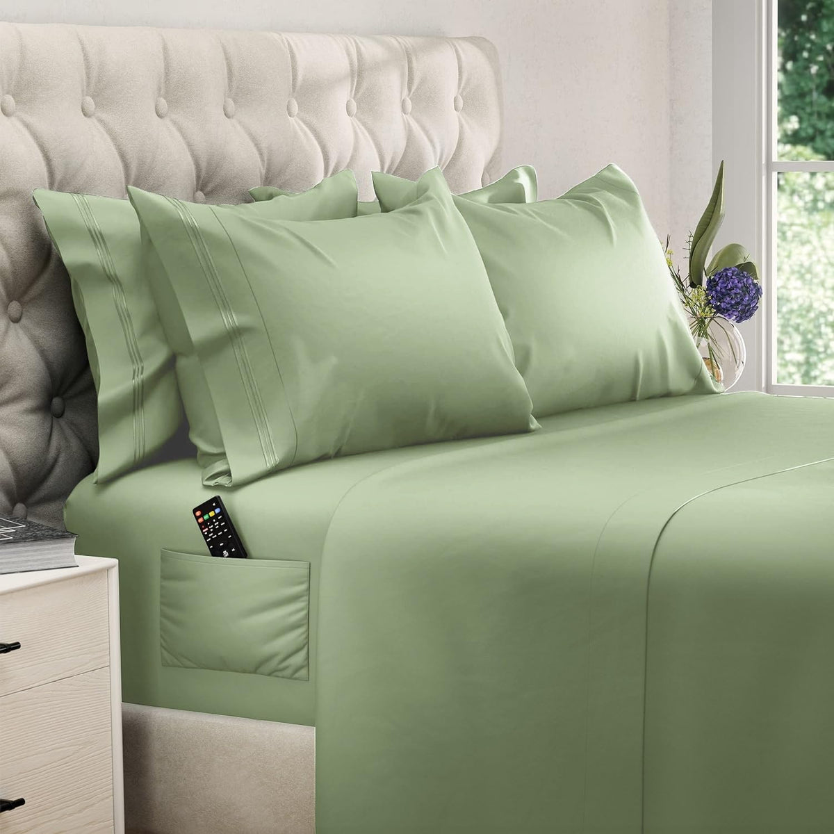 Dreamcare King Size Bed Sheets - 6 Pcs King Bed Sheets - Up To 15 In - Extra Soft Bed Sheets King - Hotel Draps Lit King Sheets