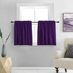 Donren Royal Purple Small Window Room Darkening Curtain Tiers - Thermal Insulated Window Treatment Rod Pocket Curtains (42 By 36 Inch,2 Panels)