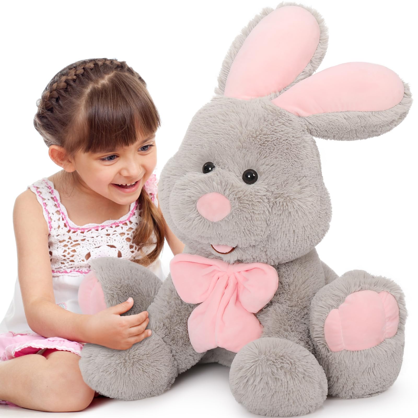 Lanmore Giant Bunny Stuffed Animal Easter Rabbit Toy Plush, Soft Animal Pillow for Boy Girl Girlfriend, for Easter Christmas Val
