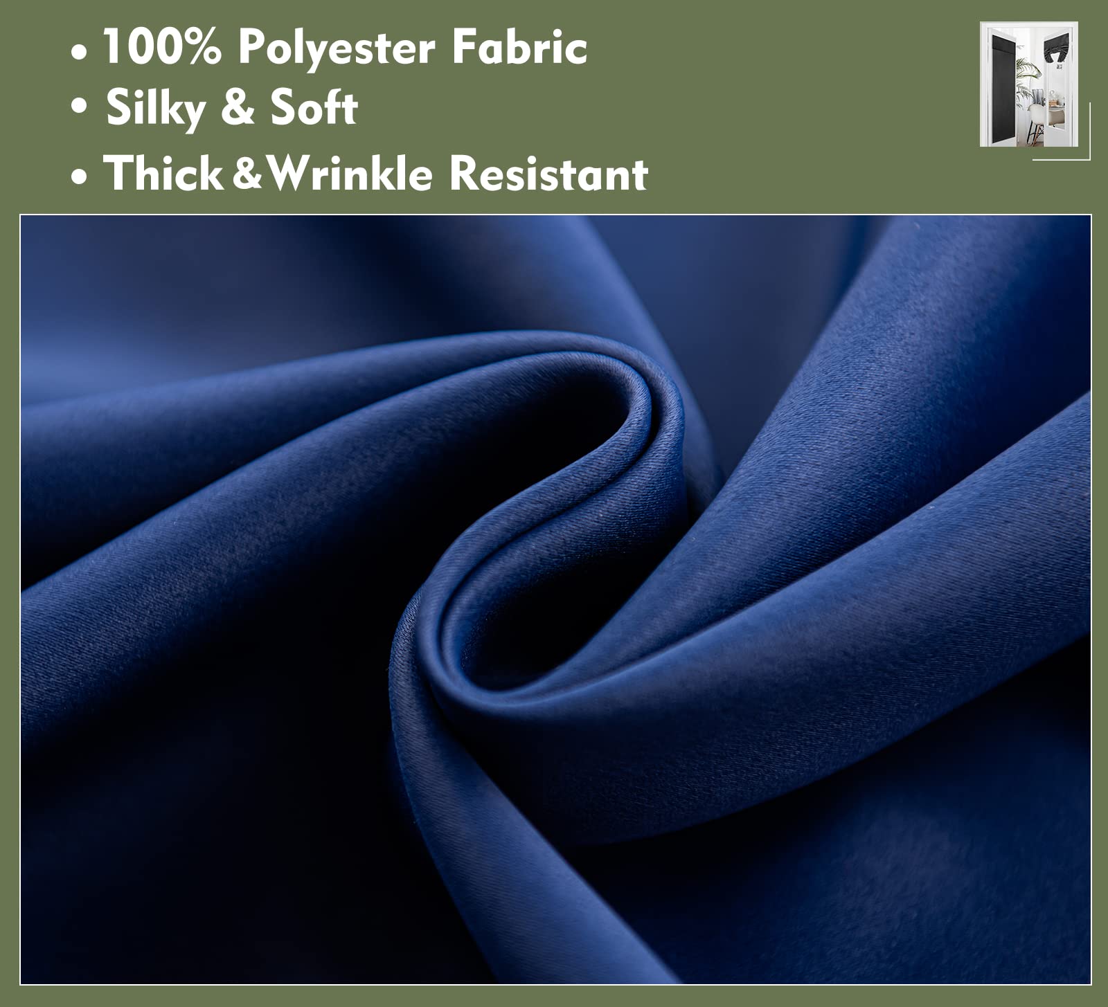 Pi Blackout Small Door Curtain,Privacy Thermal Insulated Door Window Curtain For Small Window/Small Front Door/Office 1 Panel (W26Xl20,Navy)