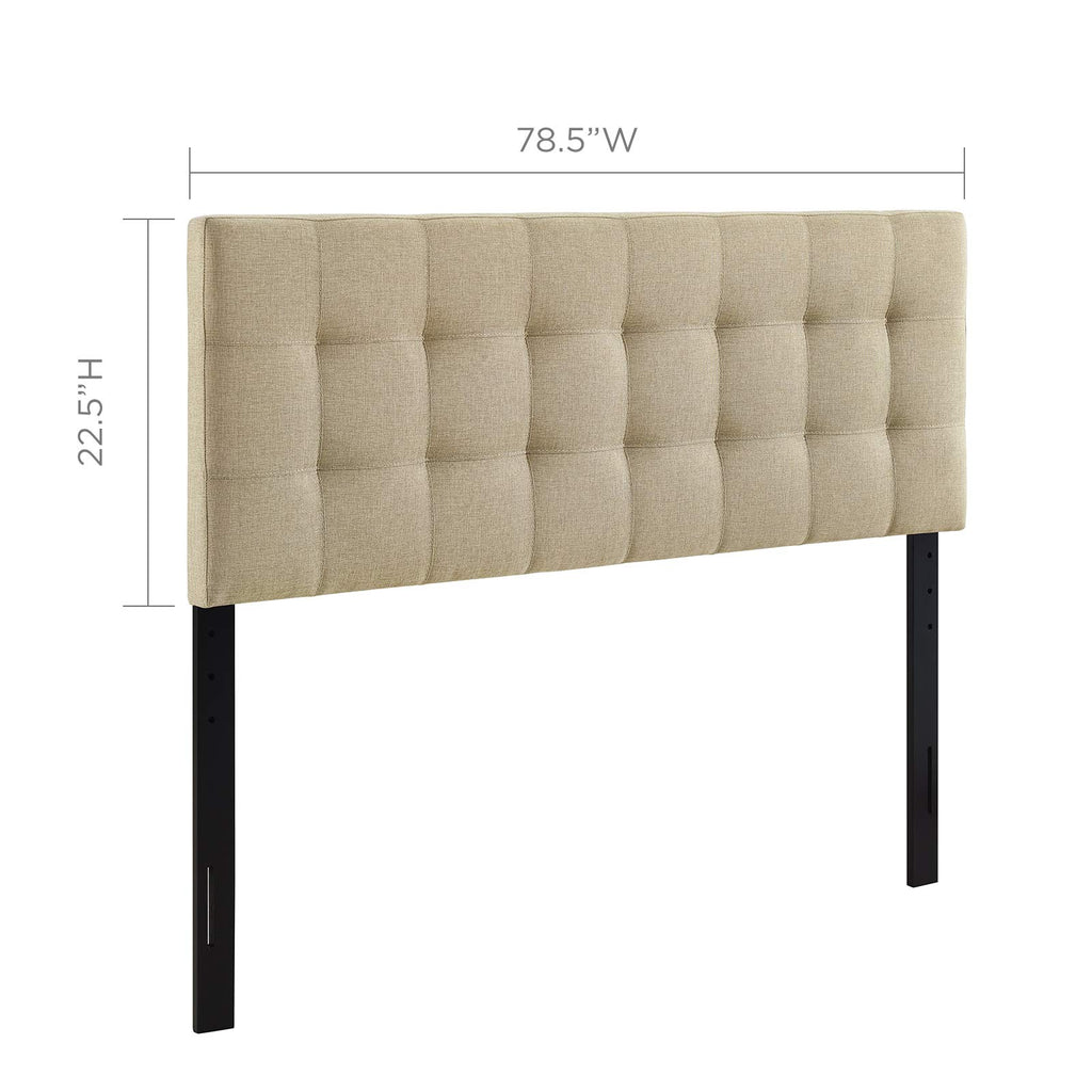 Modway Lily Tufted Linen Fabric Upholstered King Headboard in Beige