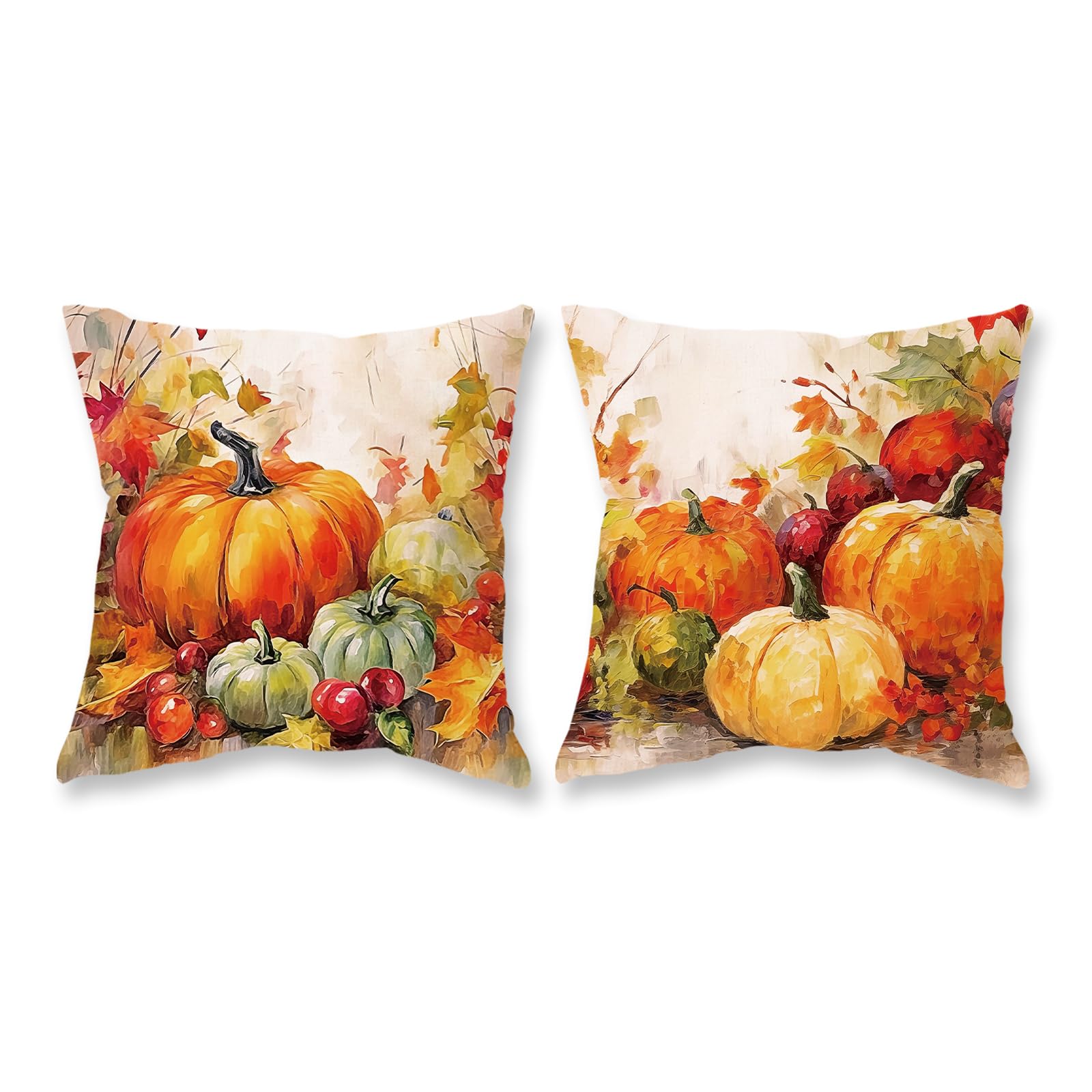 Tajwe Fall Pumpkin Pillow Covers 18X18 Set Of 2 Autumn Thanksgiving Harvest Decorations For Sofa Couch Home