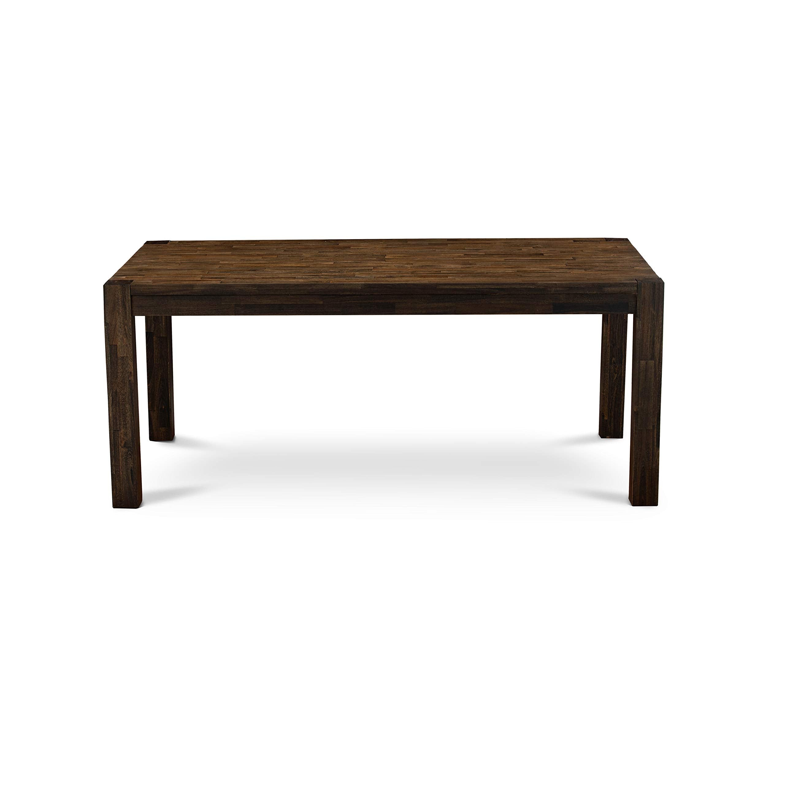 East West Furniture Lmel5-77-18 5 Piece Dining Table Set For 4 Includes A Rectangle Rustic Wood Dinner Table And 4 Brown Linen Linen Fabric Upholstered Chairs, 40X72 Inch, Jacobean