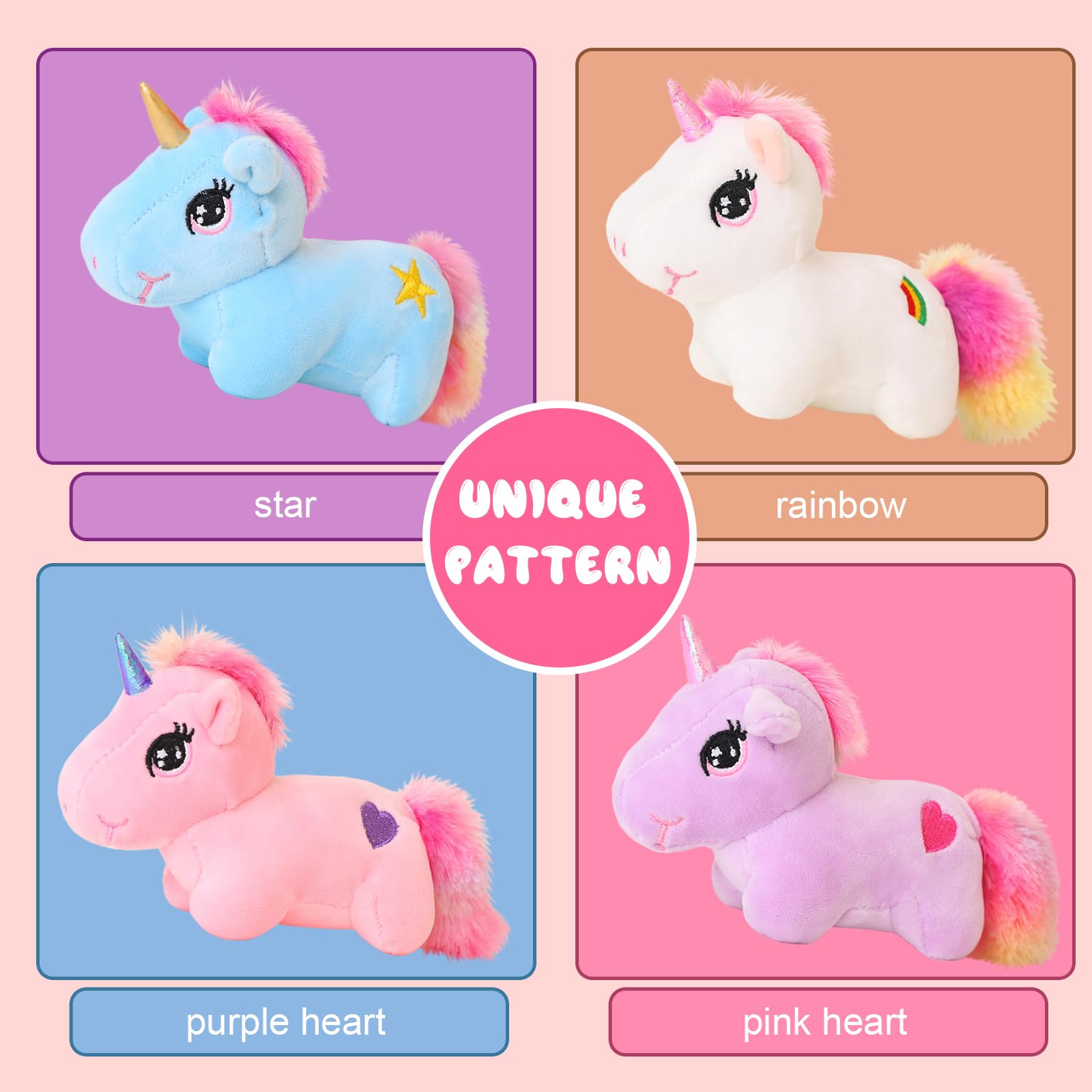 Sqeqe Cute Unicorn Stuffed Animals With 4 Babies In Her Tummy, Rainbow Flying Unicorn Plush Pillow Toy With Wings, Unicorn Gifts