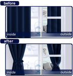 Hiasan Short Navy Blue Blackout Curtains 36 Inch Long, Bathroom Small Window Curtains Rod Pocket & Back Tab Thermal Insulated Dr