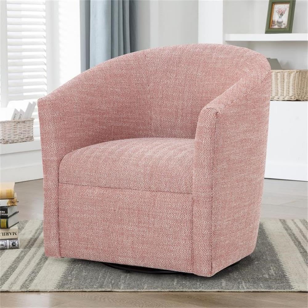 Comfort Pointe Lynton Henna Brick Red Fabric Swivel Accent Chair
