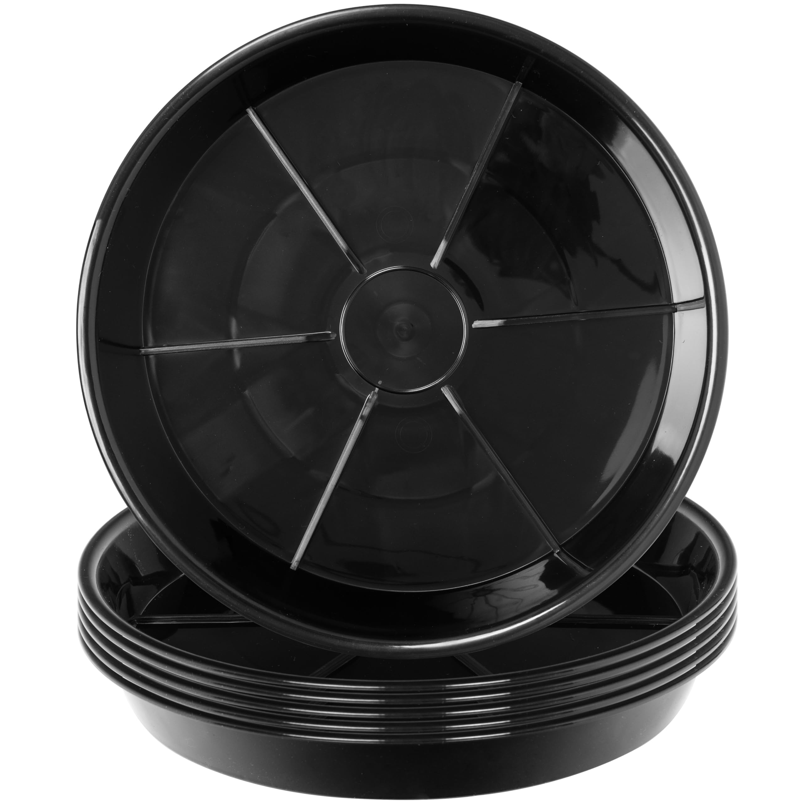 Afrine 6 Pack Plant Saucer Drip Tray 7 8 Inch, Plant Drainage Trays, Heavy Sturdy Plastic Planter Flower Pot Saucers For Indoor