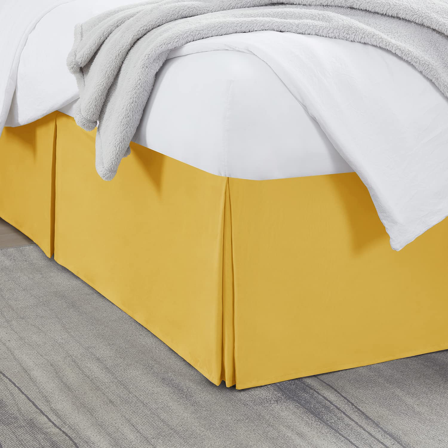Nestl Yellow Twin Bed Skirt - Twin Size Bed Skirt 14 Inch Drop - Brushed Microfiber Bed Skirts - Hotel Quality Pleated Bed Skirt - Shrinkage & Fade Resistant