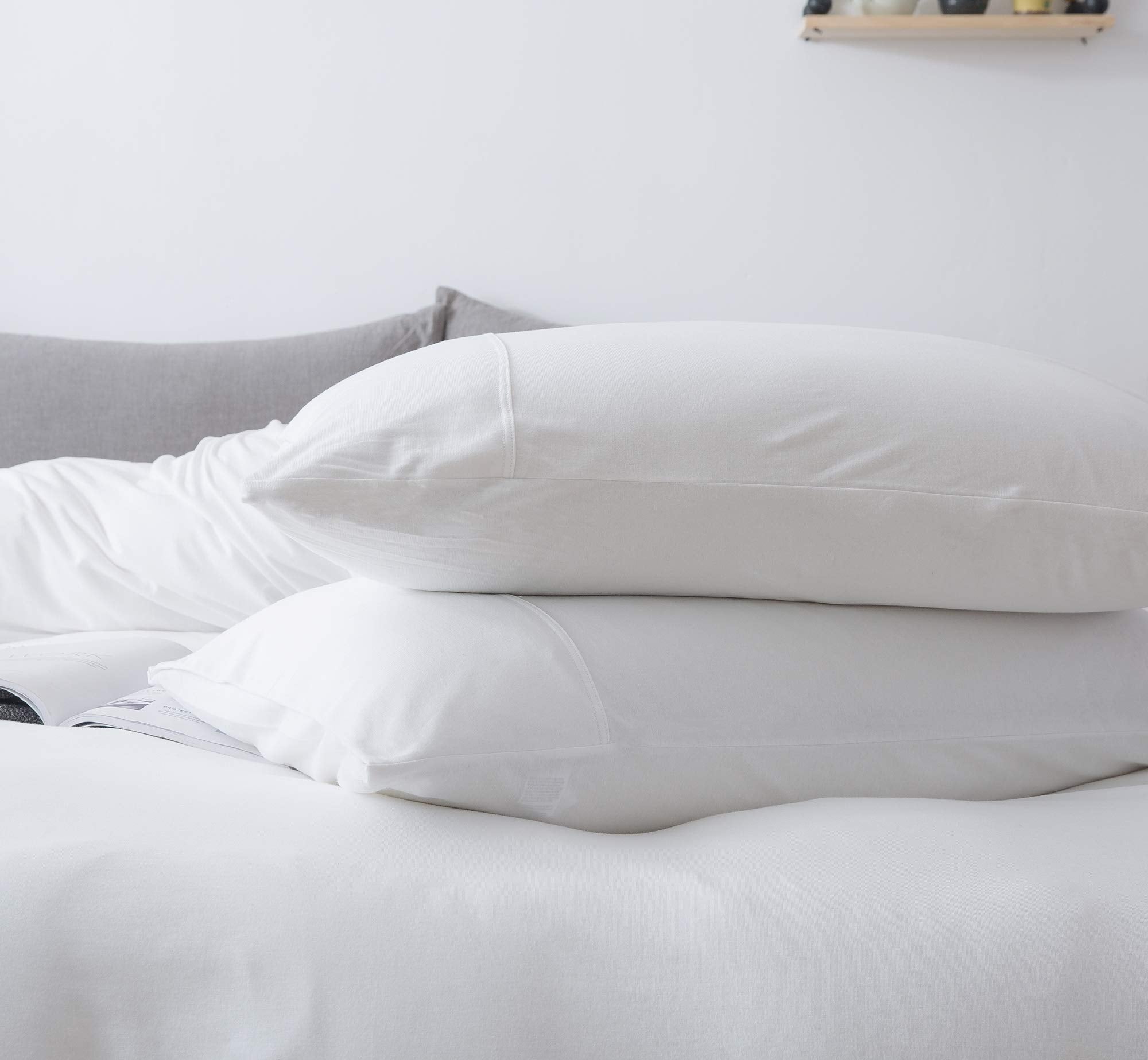 Kaiang Jersey Knit Pillowcase. All Season, Soft, Cozy Cases. T-Shirt Jersey Cotton Pillow Case Set. Heather Cotton Jersey Case S