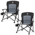 EVER ADVANCED Oversized Folding Camping Chair for Adults, Heavy Duty Lawn Chair with Side Pockets, Portable Collapsible Quad Cha