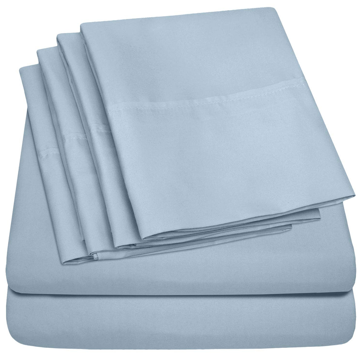 Queen Sheets Blue Misty - 6 Piece 1500 Supreme Collection Fine Brushed Microfiber Deep Pocket Queen Sheet Set Bedding - 2 Extra