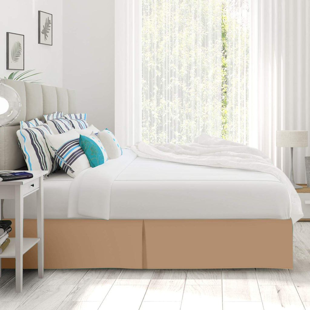 Nestl Light Brown Bed Skirt King Size - King Bed Skirt 14 Inch Drop - Brushed Microfiber Bed Skirts - Hotel Quality Pleated Bed Skirt - Shrinkage & Fade Resistant