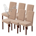 Genina Waterproof Dining Room Chair Covers Stretch Parsons Chair Slipcovers For Dining Room Kitchen Chair Protector Cover, Removable, Washable (6, Pattern1-Khaki)