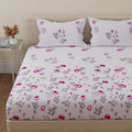 Huesland By Ahmedabad Cotton 144 Tc Cotton Bedsheet For Double Bed King Size With 2 Pillow Covers | White & Pink