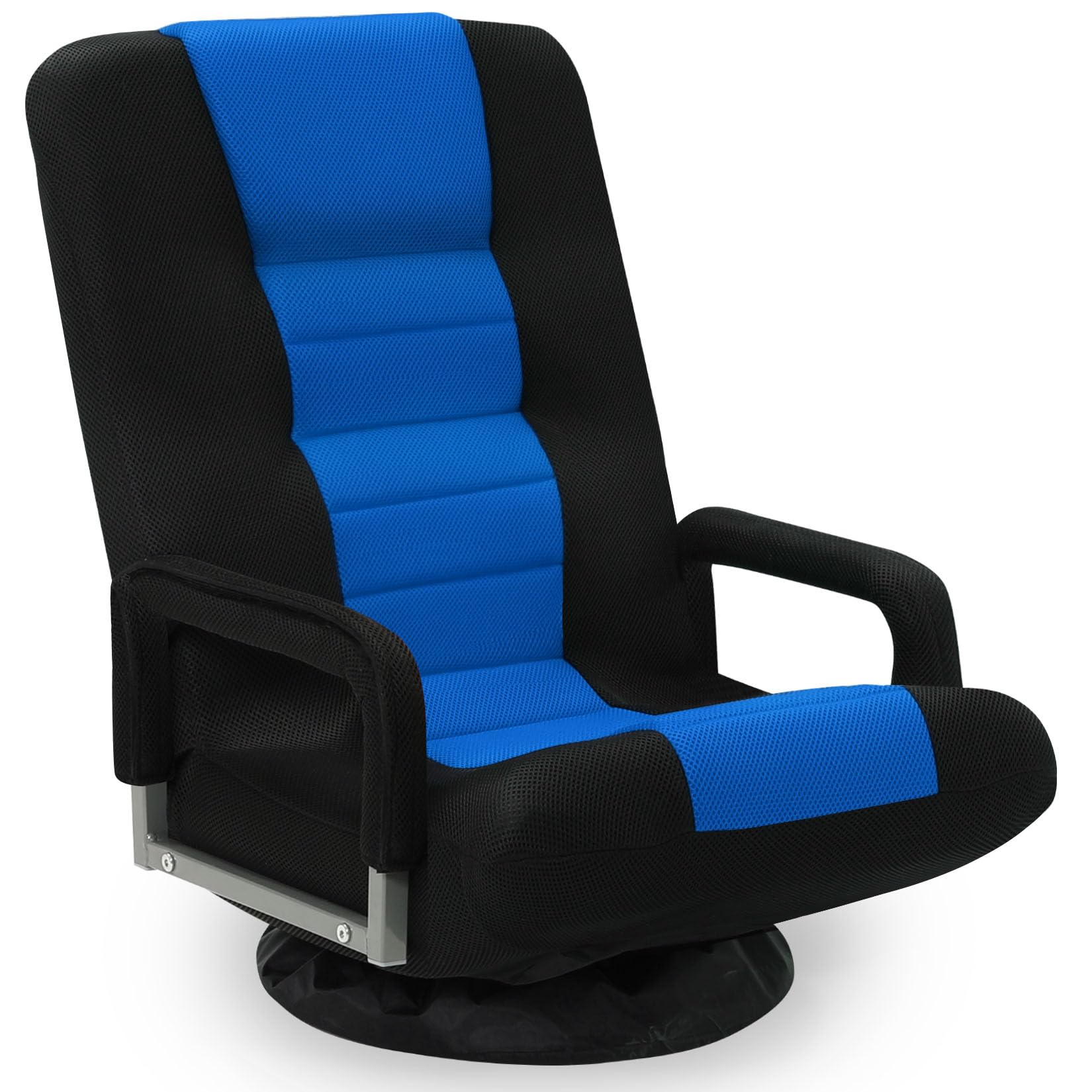 Buymoth Swivel Floor Gaming Chair w/Armrests, Folding Video Reclining Sofa w/6 Adjustable Position, Padded Backrest & Cushion, L