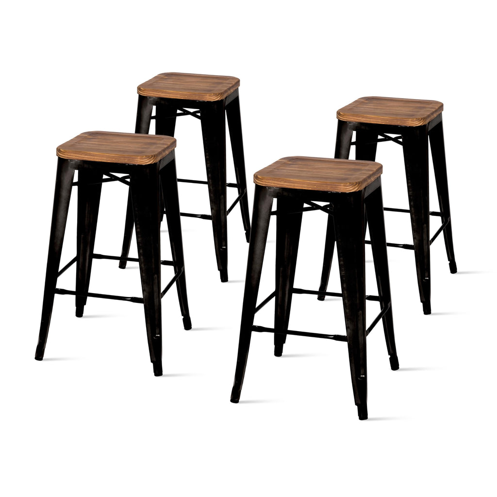 New Pacific Direct Metropolis Backless Counter, Set of 4 Bar & Counter Stools, Gunmetal Grey